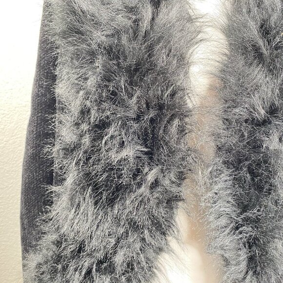 Lisa International Blazer Coat Women's Black Sz XL Faux Fur Trim Mob Wife VTG - Picture 8 of 12